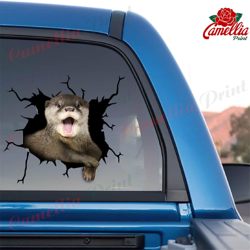 Otter Crack Decal For Wall Funny Memes Custom Decal Stickers 8 Year Anniversary Gift - General die-cut waterproof vinyl sticker decal