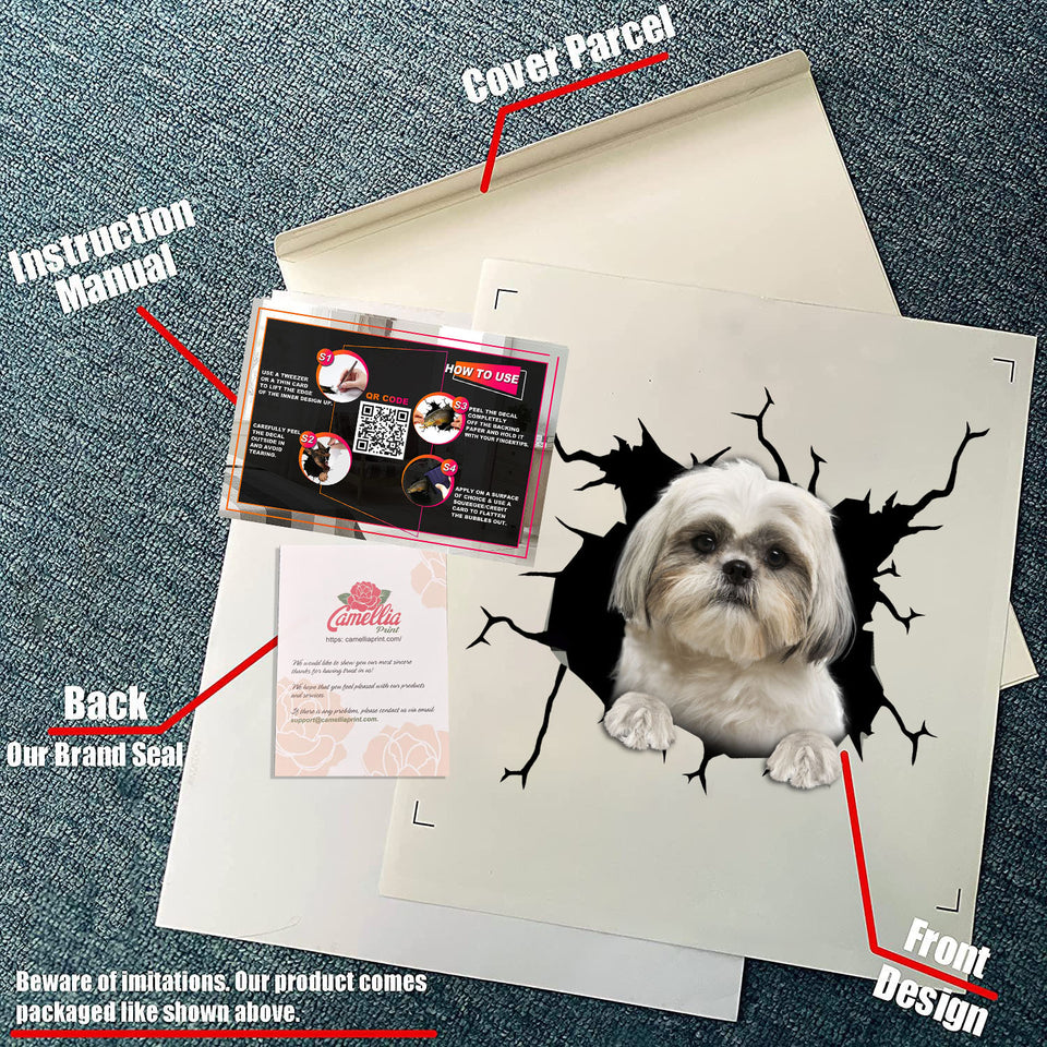 Shih Tzu Crack Decal Sticker Car Humor Waterproof Labels For Bottles Photo Gifts