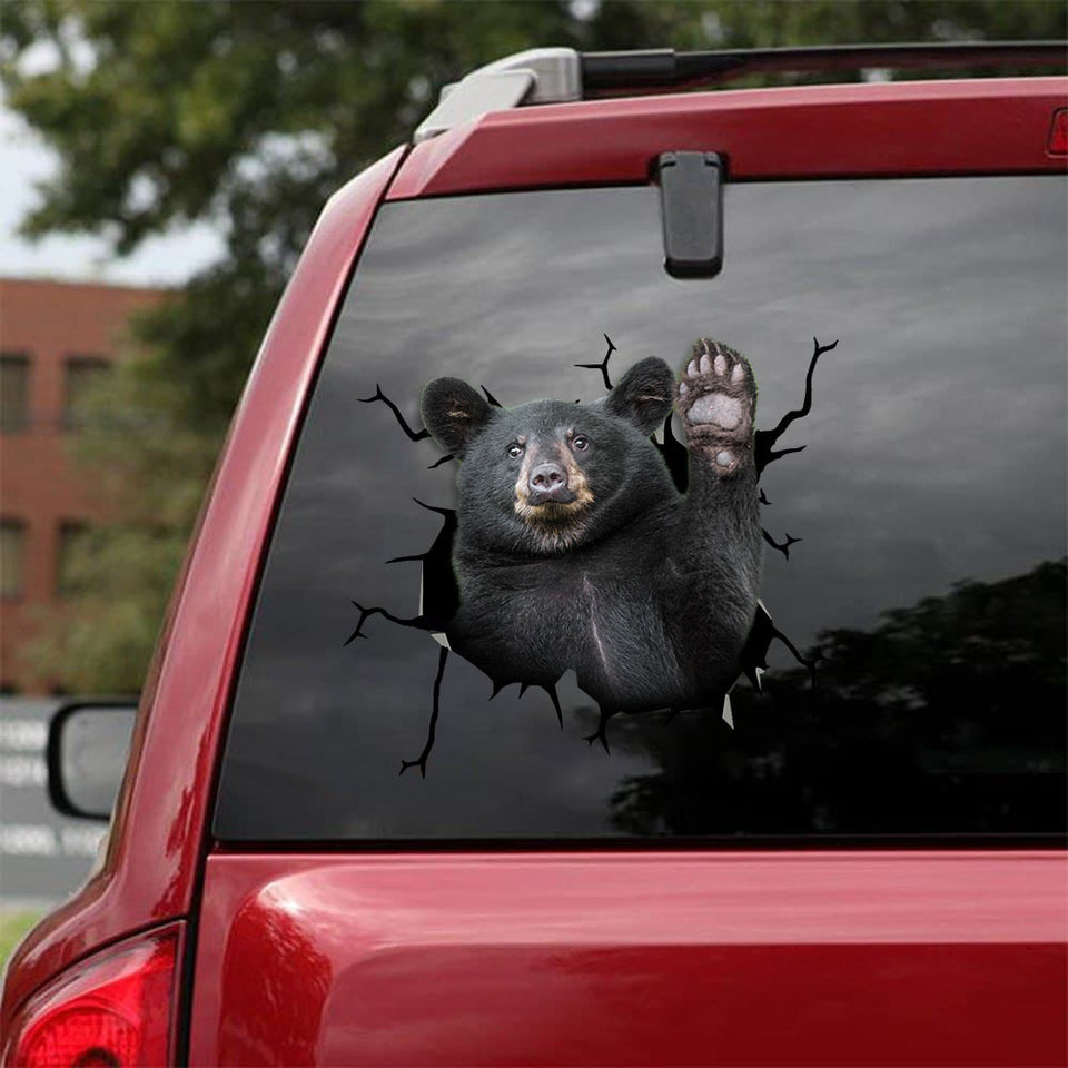 Black Bear Crack Decal For Wall Funny Decal Anniversary Gift For Wife - General die-cut waterproof vinyl sticker decal
