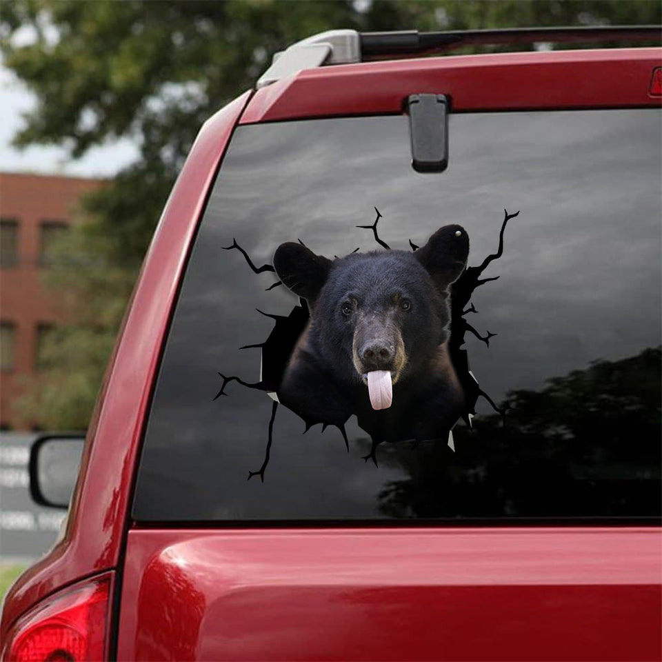 [sk1718-snf-tnt]-black-bear-crack-car-sticker-animals-lover
