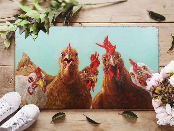 [sk0291-dom-tpa] Doormat CHICKEN Decorate The HOUSE - Camellia Print