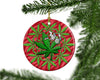 Cannabis Marijuana Porcelain Christmas Tree Ornament, Funny Headshop Stoner Gifts