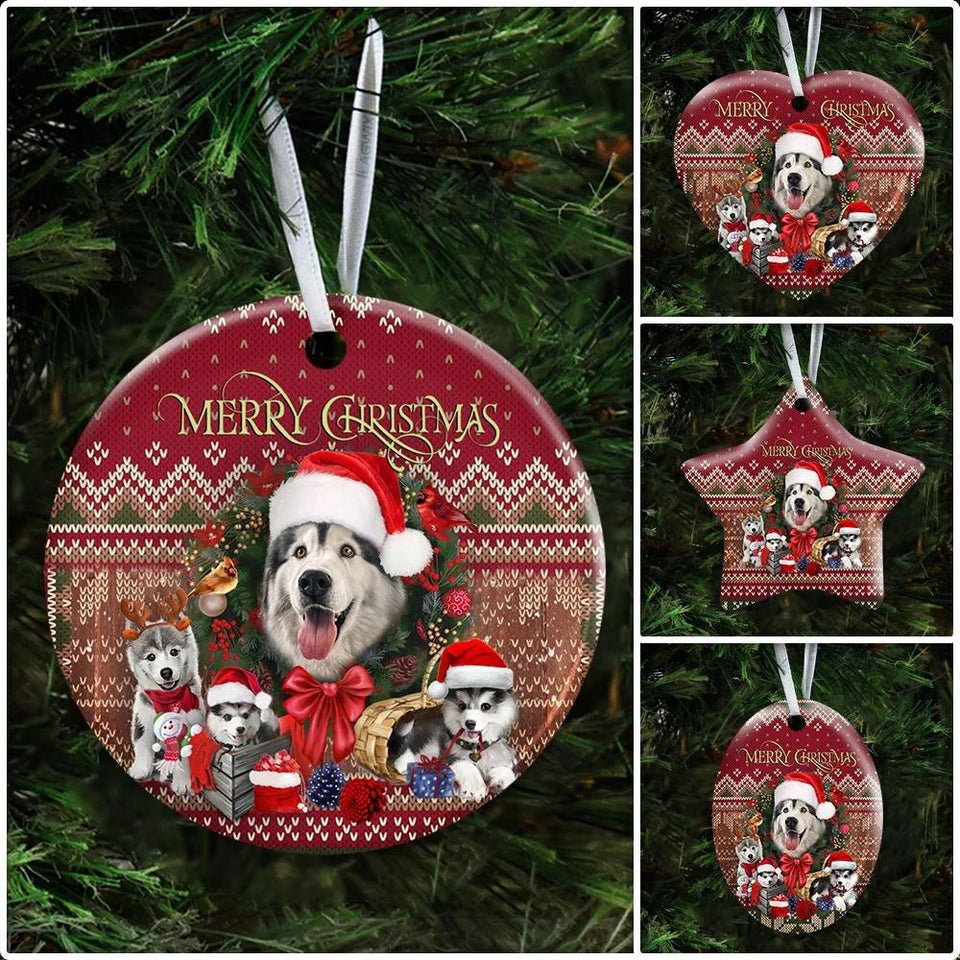 Christmas Begins With Husky Ceramic Ornament Christmas Home Decor
