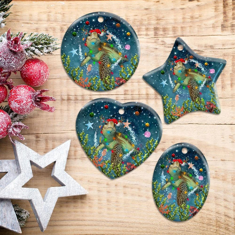 Christmas Turtle Ceramic Ornament Christmas Home Decor