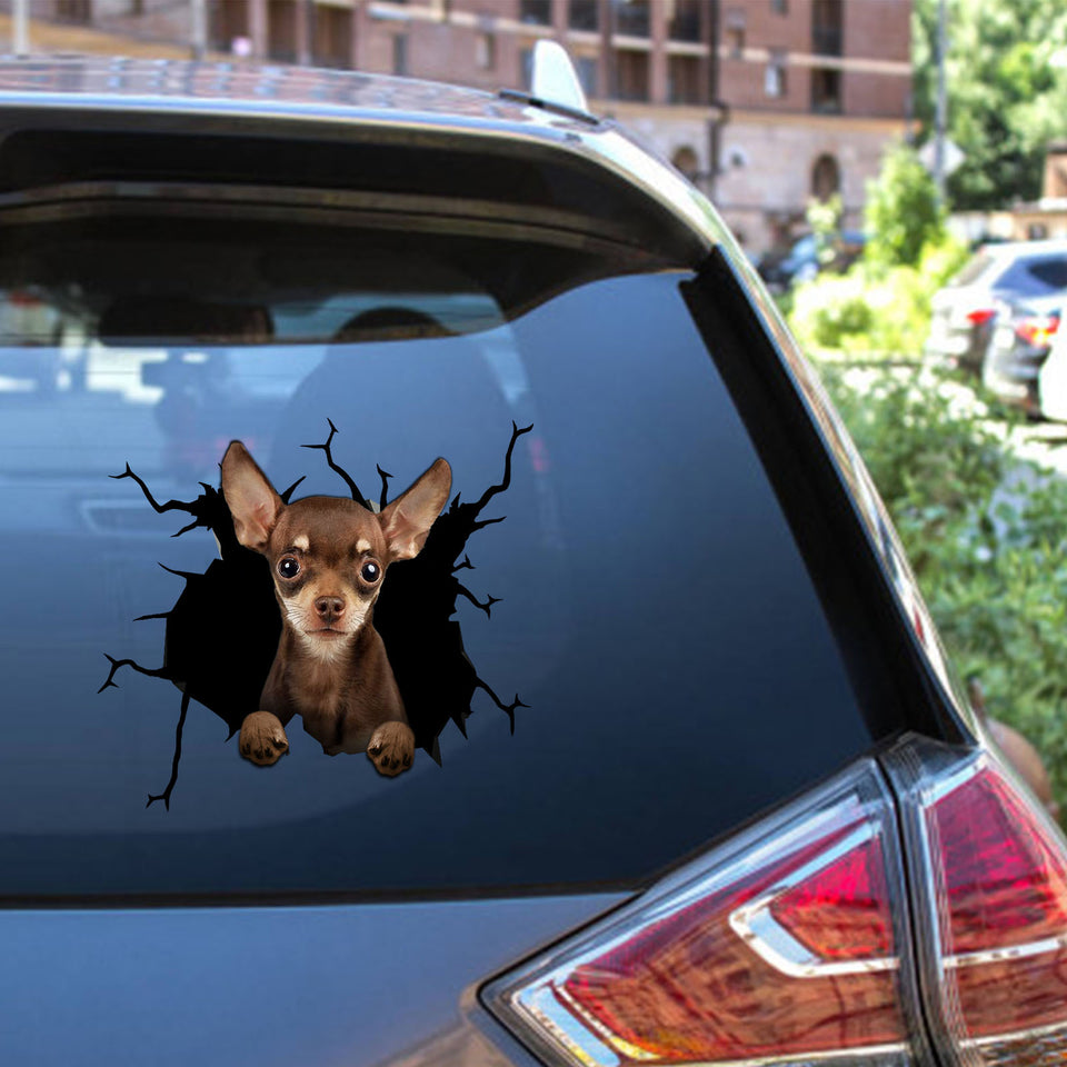 Chihuahua Crack Bone Sticker Super Cute Car Sticker Anniversary Gifts For Her - Dog Lovers die-cut waterproof vinyl sticker decal