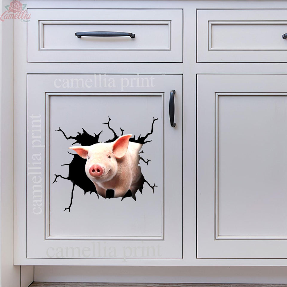 Pig Crack Sticker For Car Window Fun Black And White Stickers Valentine Gift For Boyfriend