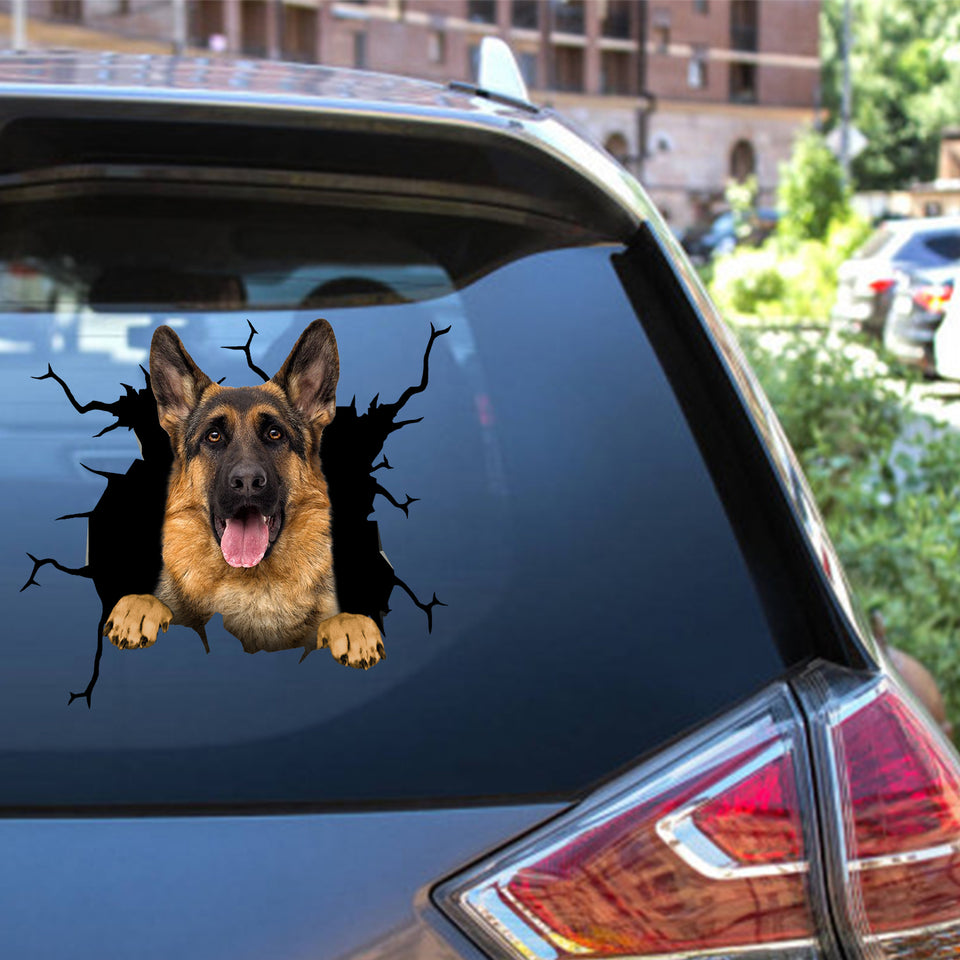 German Shepherd Crack Sticker Album Funny Custom Logo Stickers Dog Memorial Gifts