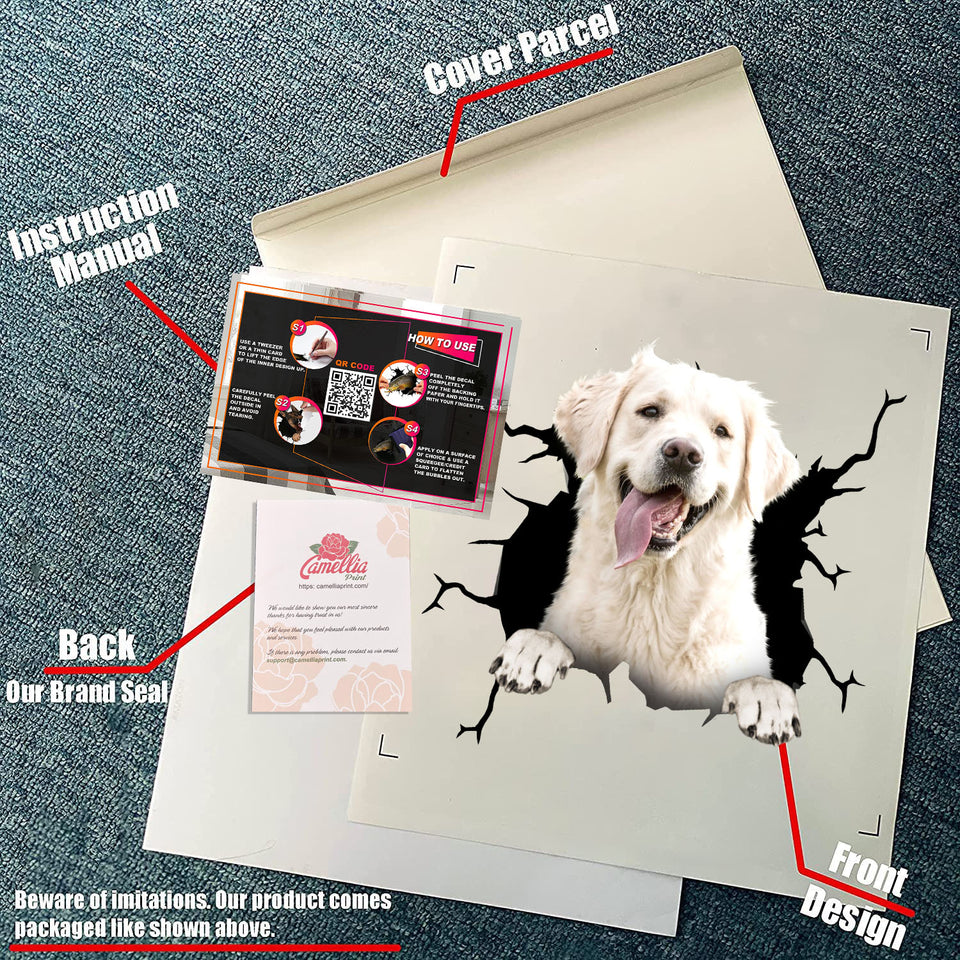 Golden Retriever Crack Sticker Sheets Cool Thank You Stickers Graduation Gifts For Her - durable UV resistant bumper and tumbler decal detail