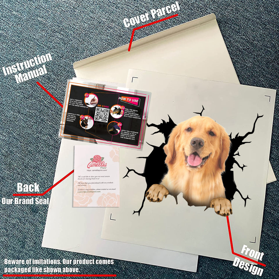Golden Retriever Crack Stickers For Water Bottle Funny Memes Sticker Designs Gifts For Women - durable UV resistant bumper and tumbler decal detail
