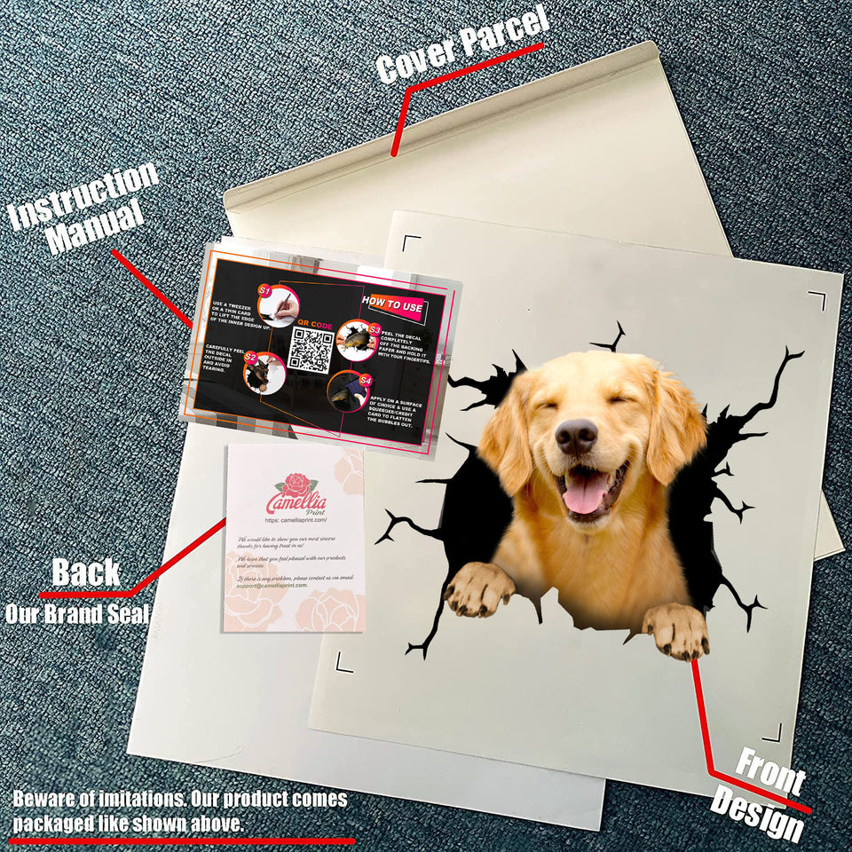 Golden Retriever Crack Decals Super Cute Clear Stickers Gifts For Him - durable UV resistant bumper and tumbler decal detail