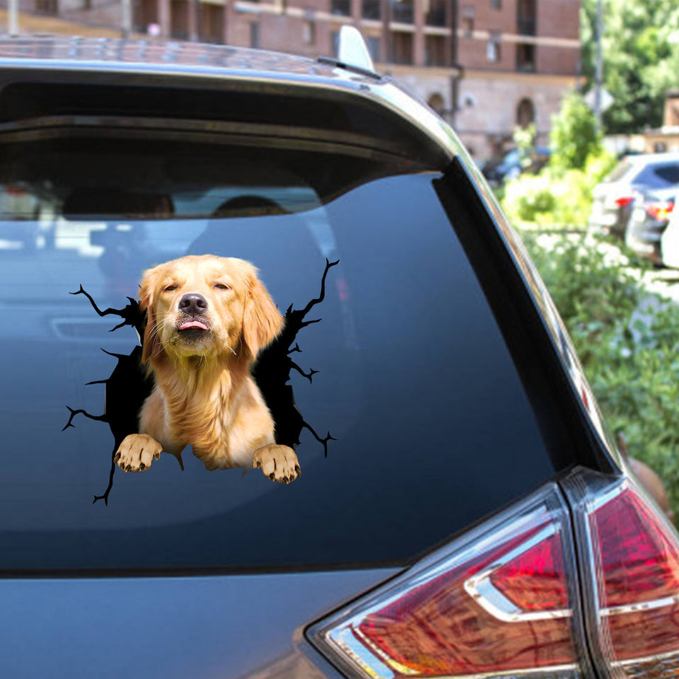 Golden Retriever Crack Decal Items Lovable Custom Sticker Maker Wedding Anniversary Gifts - Dog Lovers die-cut waterproof vinyl sticker decal