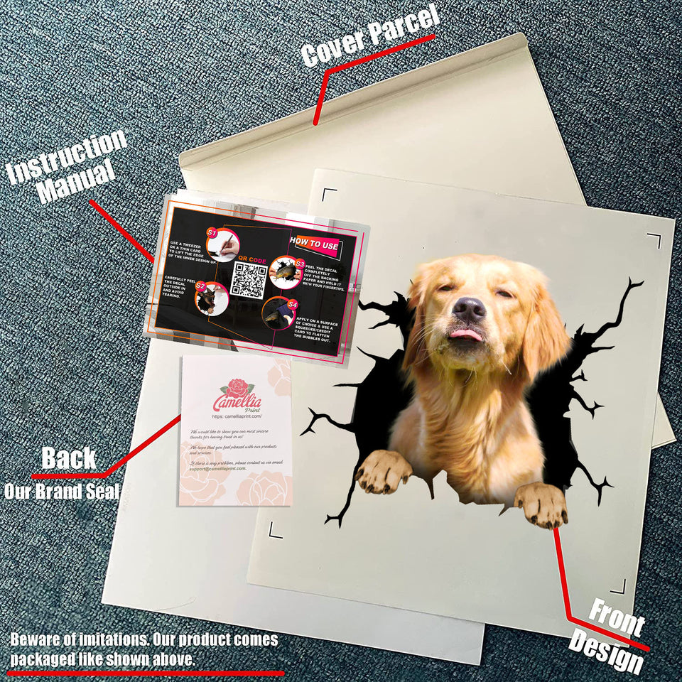 Golden Retriever Crack Decal Items Lovable Custom Sticker Maker Wedding Anniversary Gifts - durable UV resistant bumper and tumbler decal detail