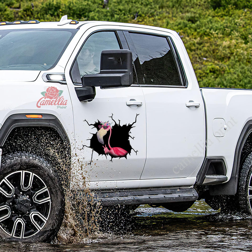 Flamingo Crack Head Decal Funny Custom Wall Stickers Gifts For Hunters - Wildlife & Nature Sticker view #6