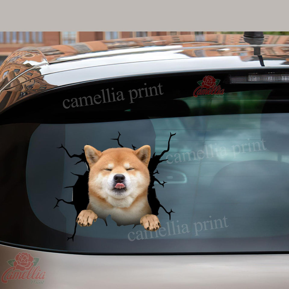Shiba Inu Crack Decal Window Wiper Funny Small Stickers Gifts For Couples - custom sticker applied on car truck window preview