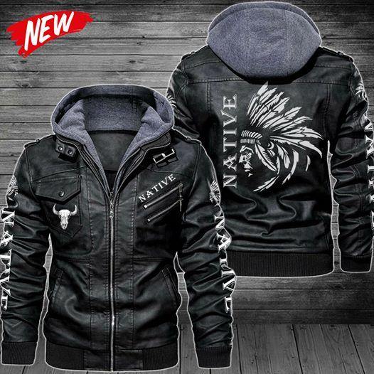 Native 02 Leather Jacket LJ1003 - Camellia Print