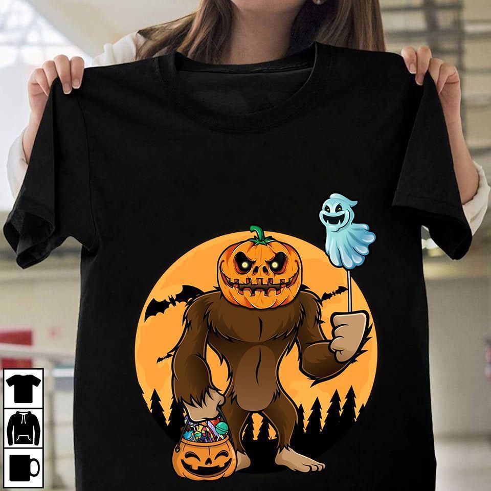 Bigfoot Halloween Pumpkin T Shirt K1819