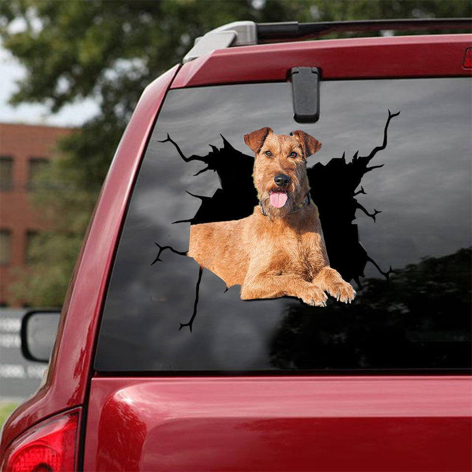 Irish Terrier Crack Sticker Car Window Corny Jokes Custom Logo Stickers Birthday Gifts For Dad - Dog Lovers die-cut waterproof vinyl sticker decal