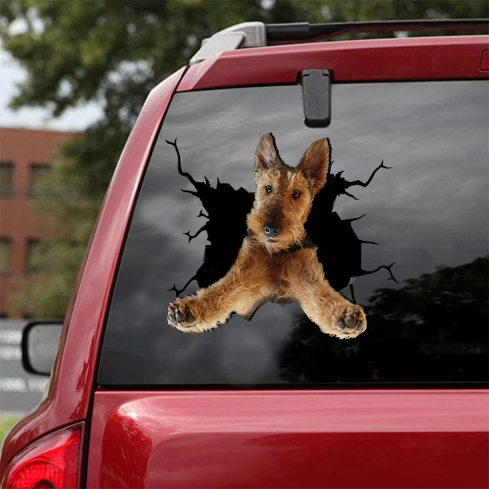 Irish Terrier Crack Sticker For Car Window Funny Wall Decor Transparent Sticker Travel Gifts - Dog Lovers die-cut waterproof vinyl sticker decal