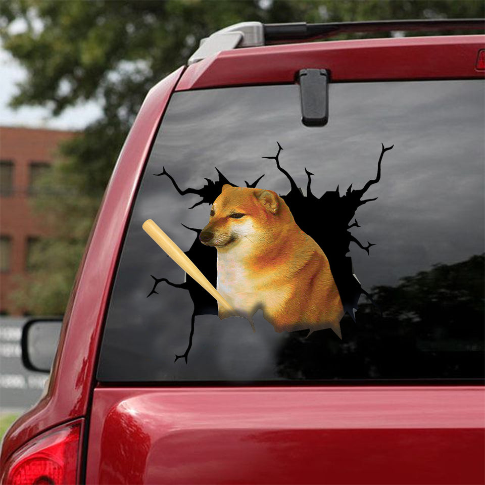Doge Crack Sticker Design Cuteness Overloaded Waterproof Sticker Paper Anniversary Gifts For Her - General die-cut waterproof vinyl sticker decal