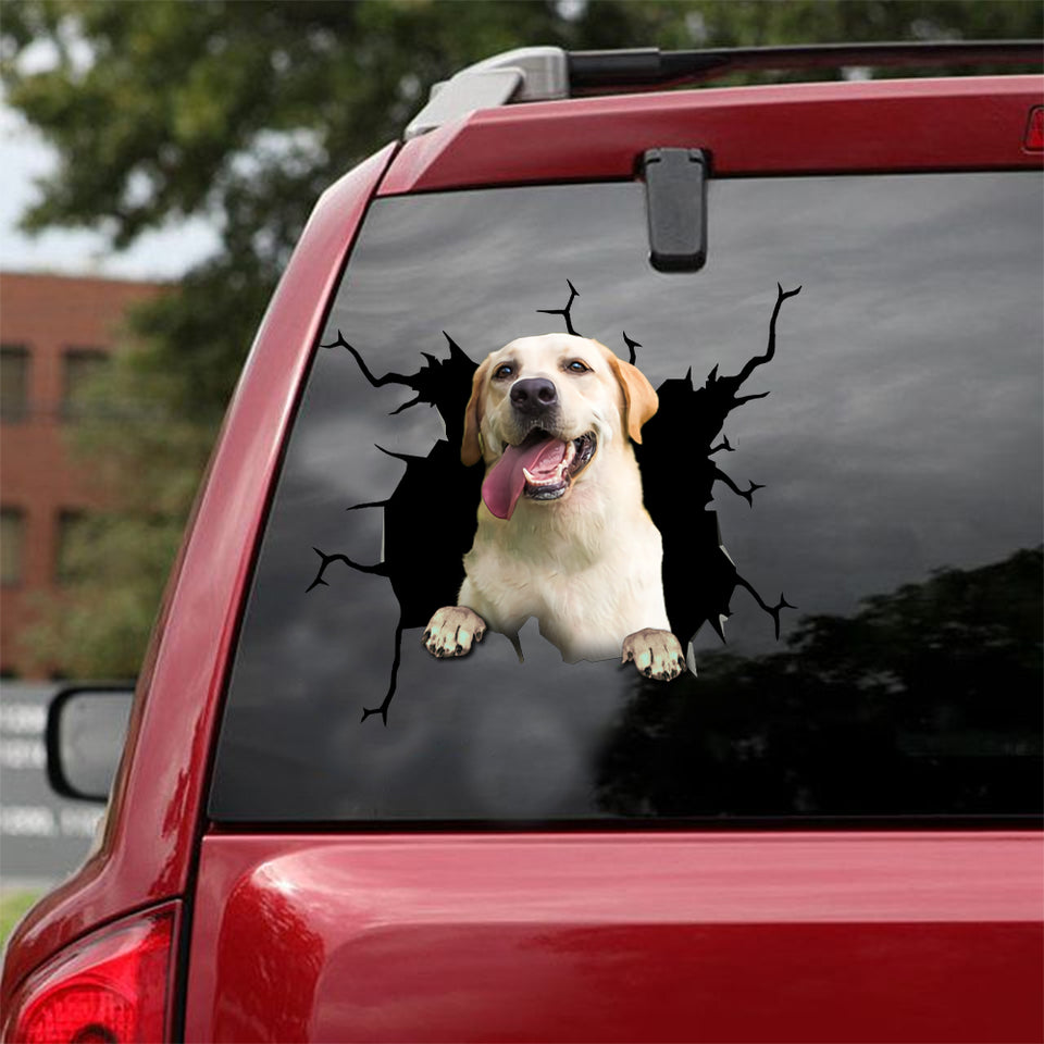 Labrador Retrievers Crack Stickers Lovable Car Decals Good Gifts For Dad - Dog Lovers die-cut waterproof vinyl sticker decal
