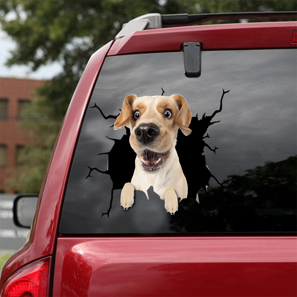 Labrador Retrievers Crack Decal For Rear Window Wiper Be Cute Laptop Stickers Anniversary Gifts For Men - Dog Lovers die-cut waterproof vinyl sticker decal