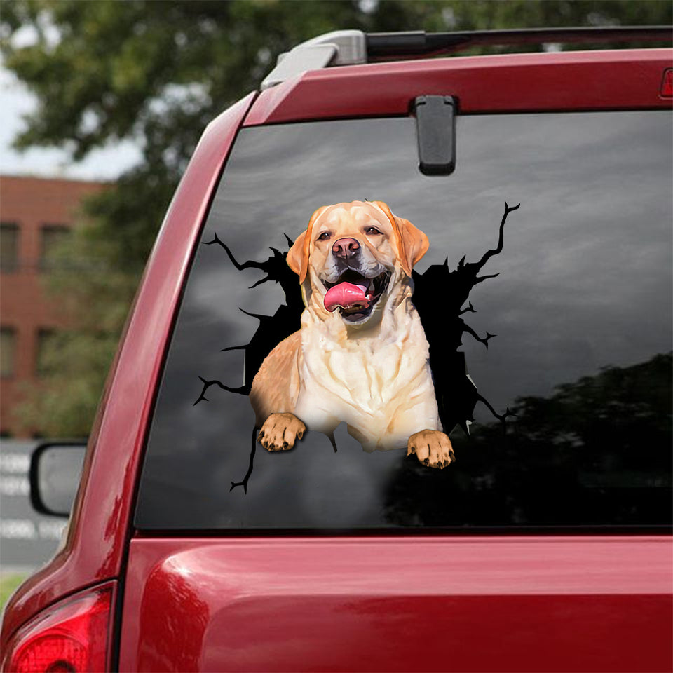 Labrador Retrievers Crack Decal For Car Window Cute A Number Stickers Push Gift - Dog Lovers die-cut waterproof vinyl sticker decal
