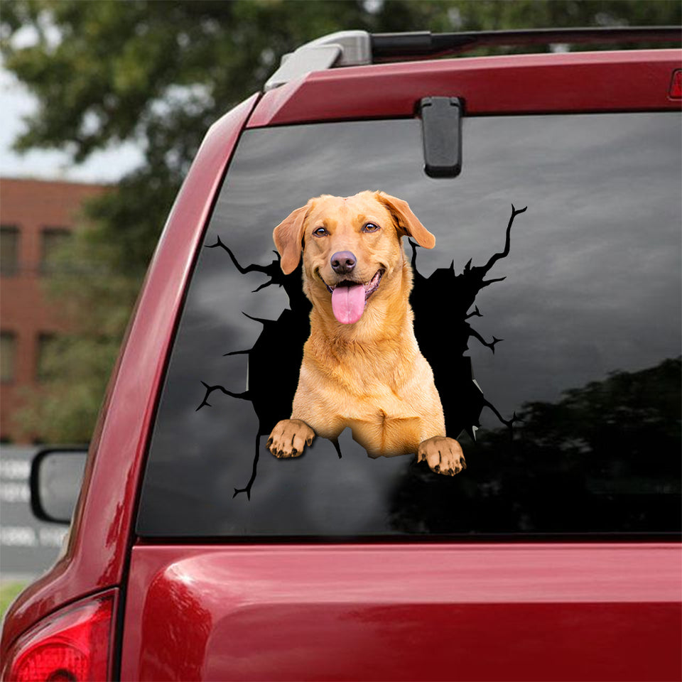 Labrador Retrievers Crack Sticker Chart Likeable Vinyl Labels Funny Gifts For Men - Dog Lovers die-cut waterproof vinyl sticker decal