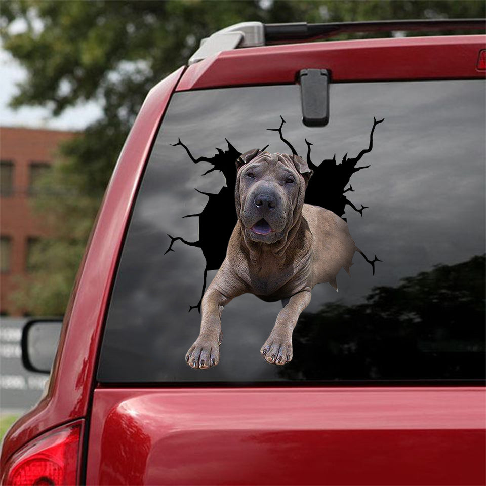 [dt0055-snf-lad]-shar-pei-crack-car-sticker-dogs-lover