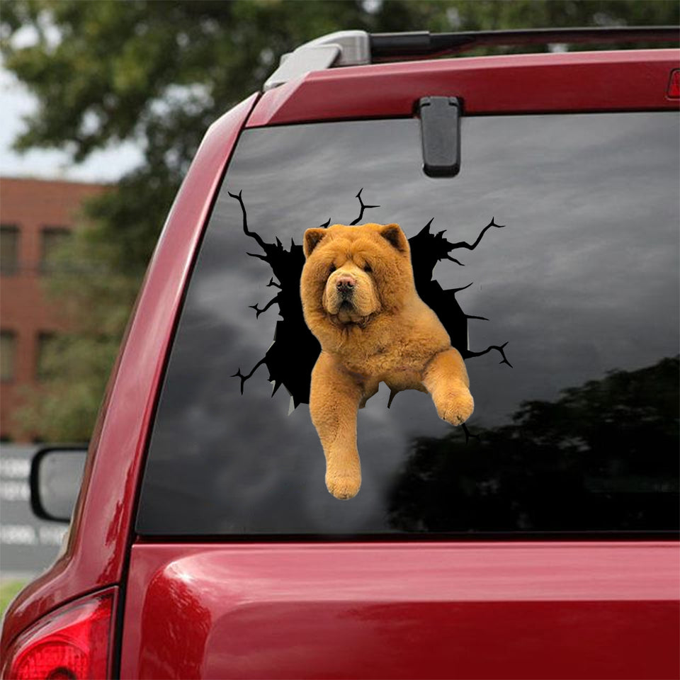 Chow Chow Crack Bumper Sticker Kawaii Vinyl Letter Stickers Unique Birthday Gifts For Him - Dog Lovers die-cut waterproof vinyl sticker decal