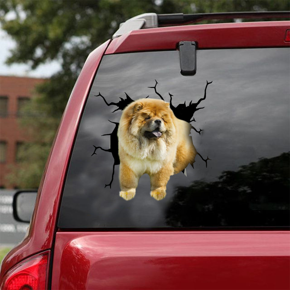 Chow Chow Crack Sticker Car Window Funny Gifs Car Decals Best Gifts For Dad - Dog Lovers die-cut waterproof vinyl sticker decal