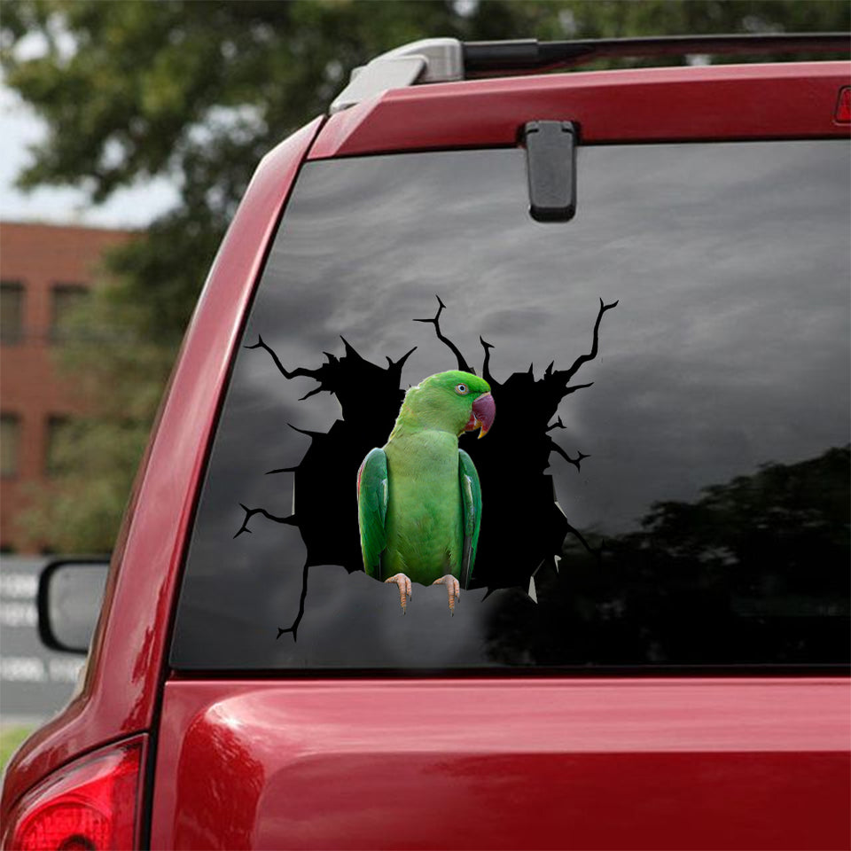 Alexandrine Parrot Crack Decal For Boat Funny Jokes Custom Logo Stickers Stuffer Ideas - Wildlife & Nature die-cut waterproof vinyl sticker decal