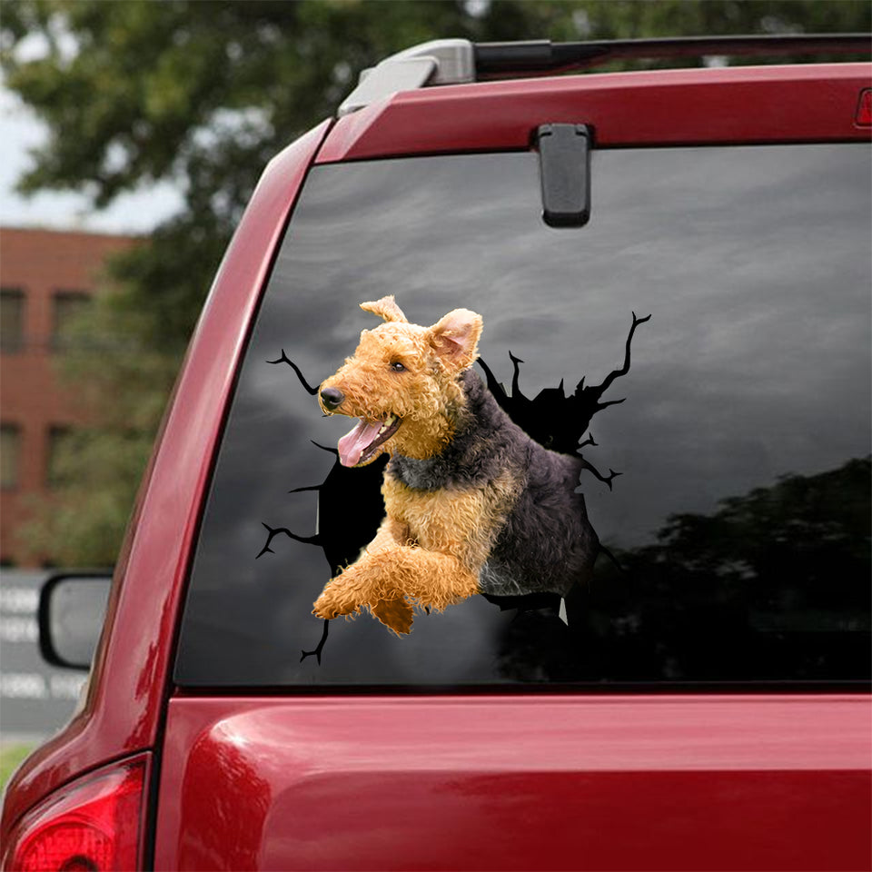 Airedale Crack Decal For Back Car Window The Cutest Face Stickers Best Gifts For Men 2020 - Dog Lovers die-cut waterproof vinyl sticker decal