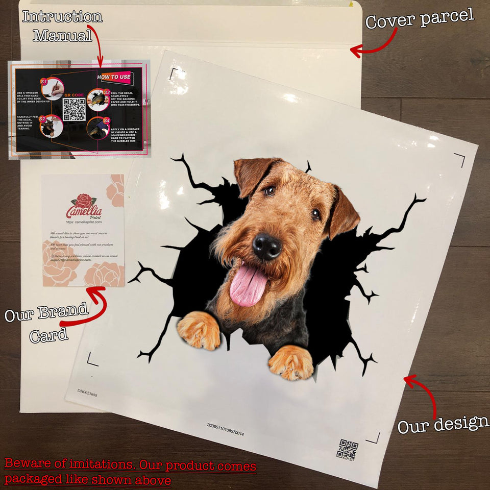 Airedale Crack Decal For Boat Pretty Cute Custom Bumper Stickers Gifts For Dog Lovers - durable UV resistant bumper and tumbler decal detail