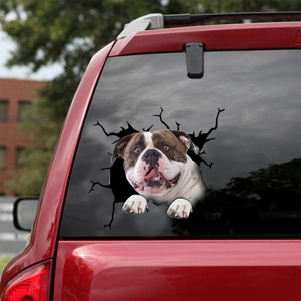 American Bulldog Crack Decal For Rear Window Wiper Happy Big Stickers Birthday Gifts For Dad - Dog Lovers die-cut waterproof vinyl sticker decal