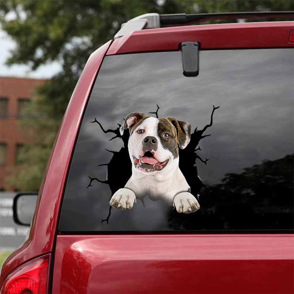 American Bulldog Crack Sticker For Car Fun Custom Stickers Gifts For Dog Lovers - Dog Lovers die-cut waterproof vinyl sticker decal