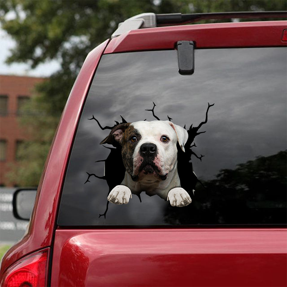 American Bulldog Crack Decal Sticker Car Funny Sticker Label Maker Boyfriend Valentines Day Gifts - Dog Lovers die-cut waterproof vinyl sticker decal