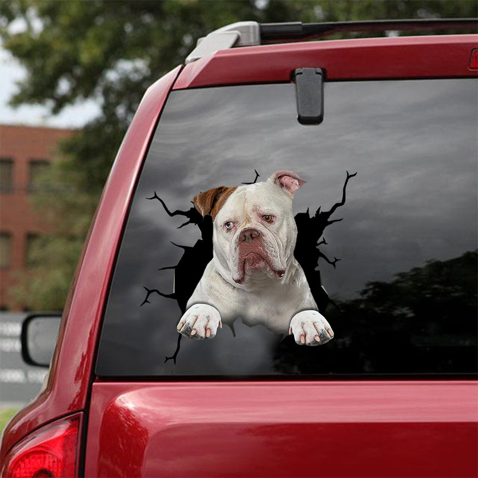 American Bulldog Crack Decal For Car Window Nice Outdoor Stickers Best Christmas Gifts 2021 - Dog Lovers die-cut waterproof vinyl sticker decal