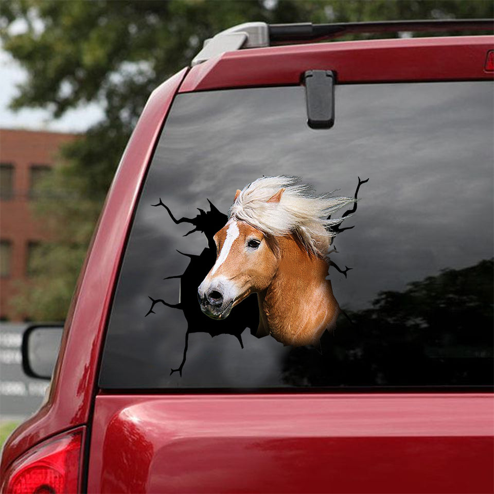 Haflinger Horse Crack Door Decal Funny Gifs Art Stickers Wedding Gifts - Horse Lovers die-cut waterproof vinyl sticker decal