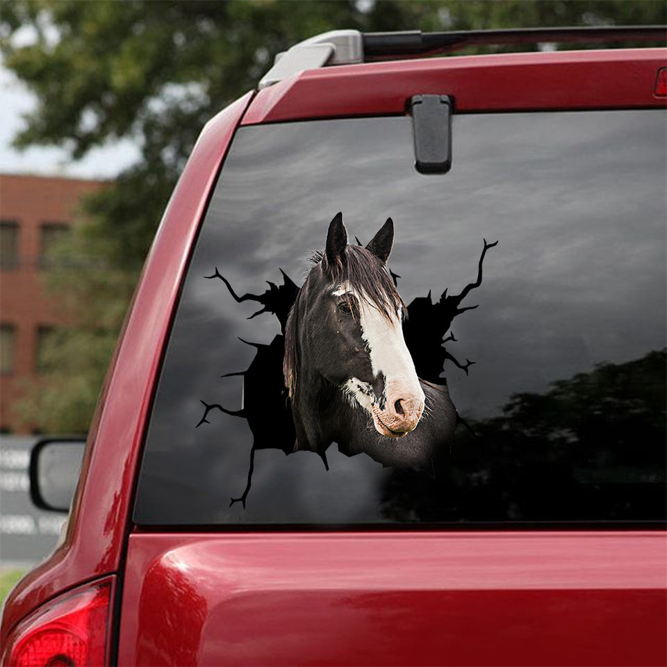 Clydesdale Horse Crack Decal Sticker Car Super Cute Thank You Stickers Gift Ideas For Women - Horse Lovers die-cut waterproof vinyl sticker decal