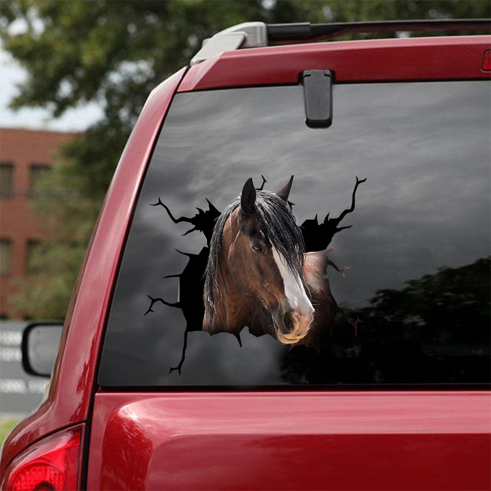Clydesdale Horse Crack Decal Sticker Car Kawaii Water Bottle Labels Push Gift - Horse Lovers die-cut waterproof vinyl sticker decal