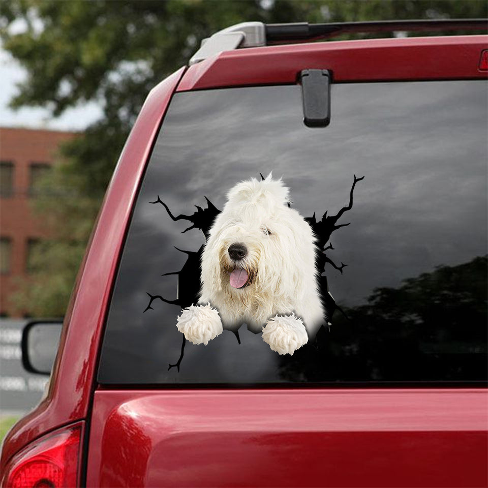 Old English Sheepdog Crack Sticker Sheets Fun Vinyl Graphics Gift Sets For Women - General die-cut waterproof vinyl sticker decal