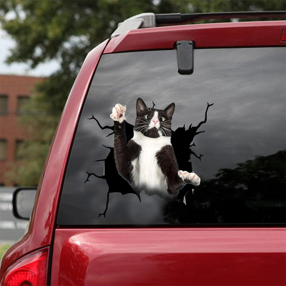 Tuxedo Cat Crack Head Decal Super Cute Making Stickers With Decals Birthday Gifts For Dad - Cat Lovers die-cut waterproof vinyl sticker decal