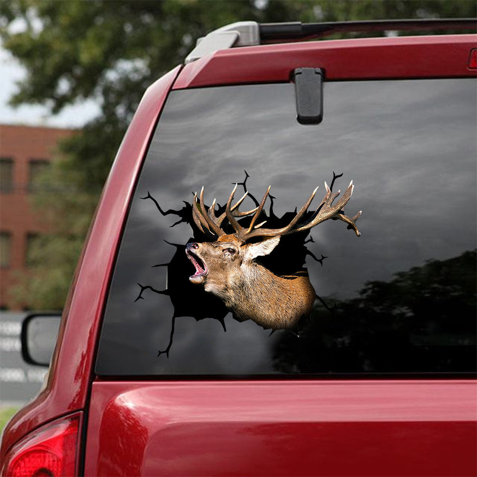Red Deer Crack Decals Fun Sticker Engraved Gifts - Hunting / Deer die-cut waterproof vinyl sticker decal