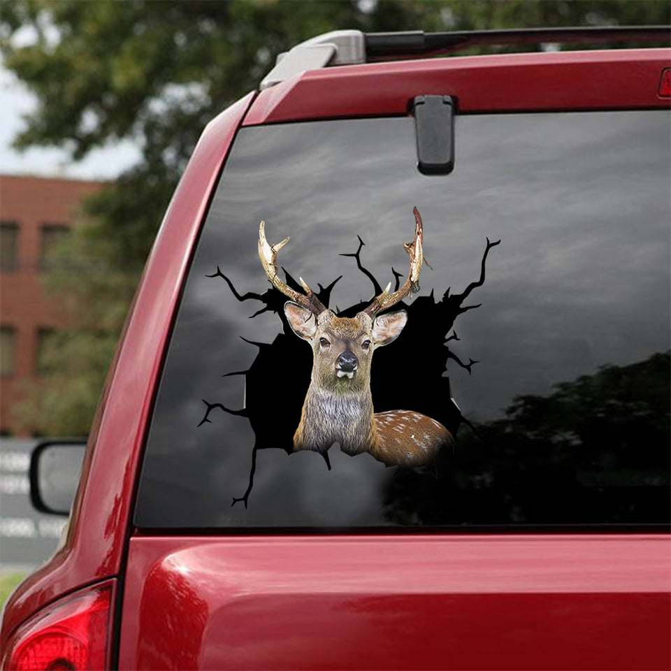 Sika Deer Crack Sticker Kawaii Humor Label Stickers Stuffer Ideas - Hunting / Deer die-cut waterproof vinyl sticker decal