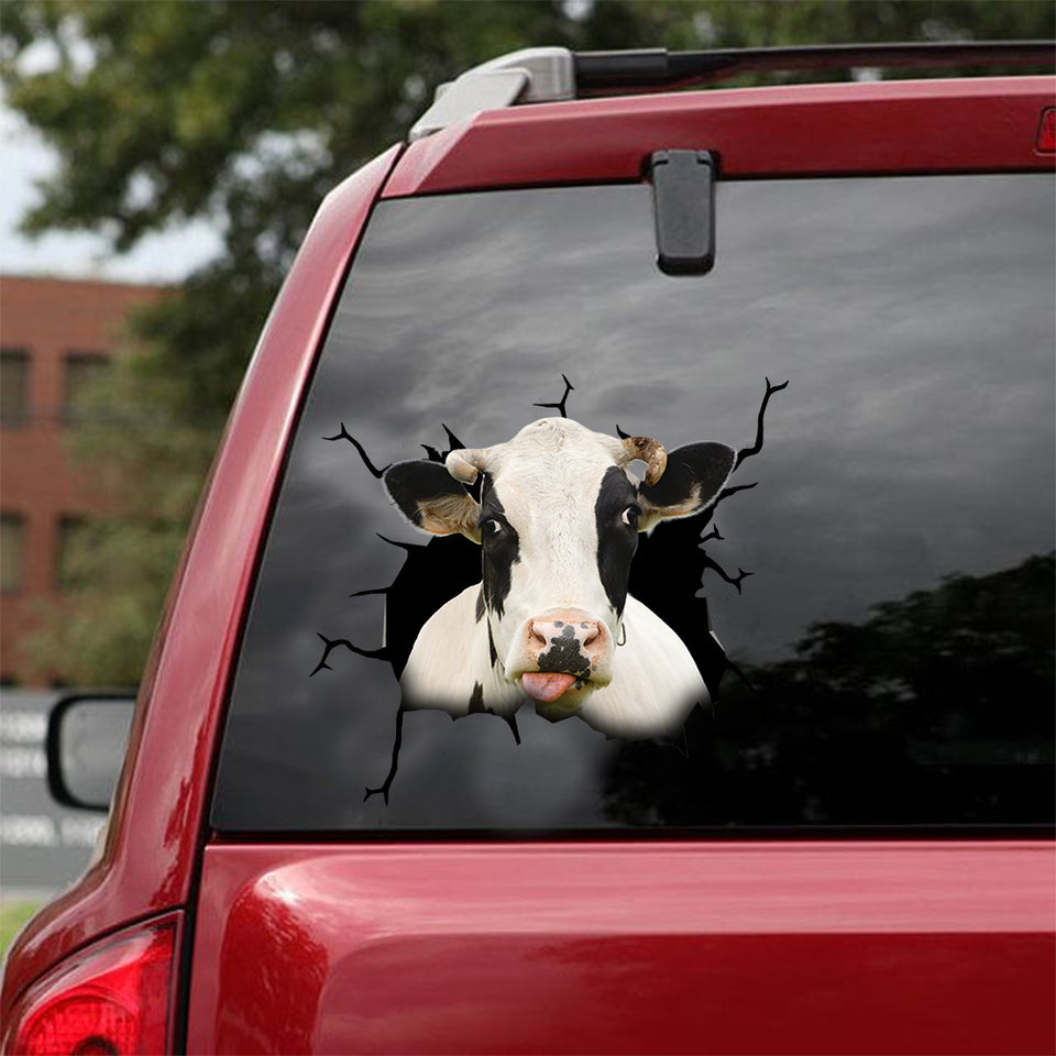 Dairy Cattle Crack Decal For Back Car Window Funny Anime Car Sticker Wedding Gifts For Couples - Cattle / Farm die-cut waterproof vinyl sticker decal