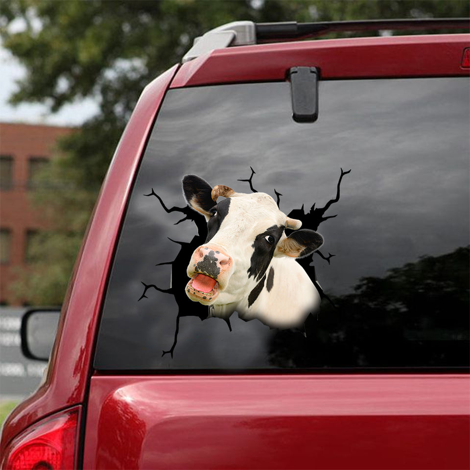 Dairy Cattle Crack Sticker Decals Cute A Laptop Decals 30th Birthday Gift Ideas - Cattle / Farm die-cut waterproof vinyl sticker decal