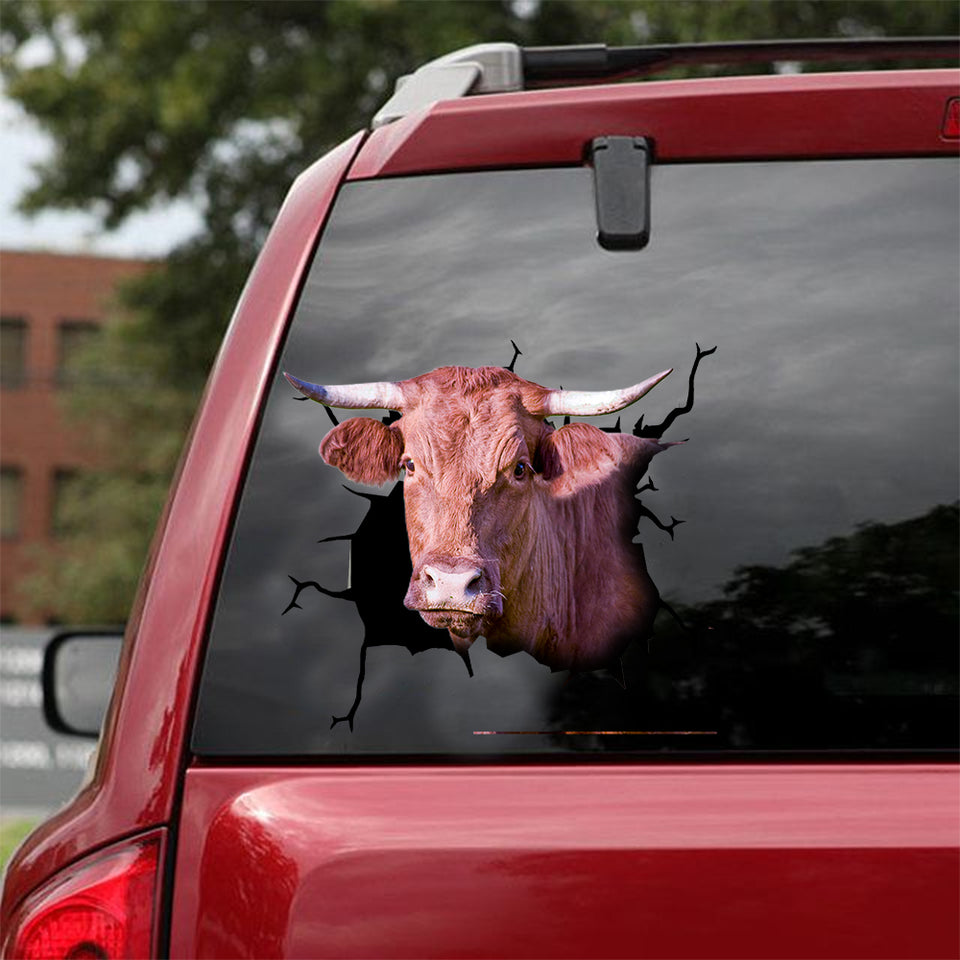 Danish Red Cattle Crack Sticker Sheets Cute Custom Wall Decal Christmas Gifts For Her - Cattle / Farm die-cut waterproof vinyl sticker decal