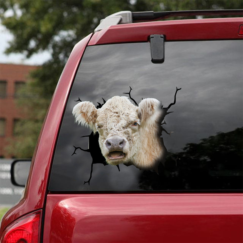 Shorthorn Cattle Crack Stickers For Water Bottle Funny Wall Decor Brand Stickers Presents For Dads - Cattle / Farm die-cut waterproof vinyl sticker decal