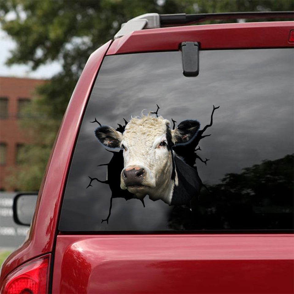 Hereford Cattle Crack Car Decal Custom Cute Laptop Decals Mother's Day Gifts Amazon - Cattle / Farm die-cut waterproof vinyl sticker decal