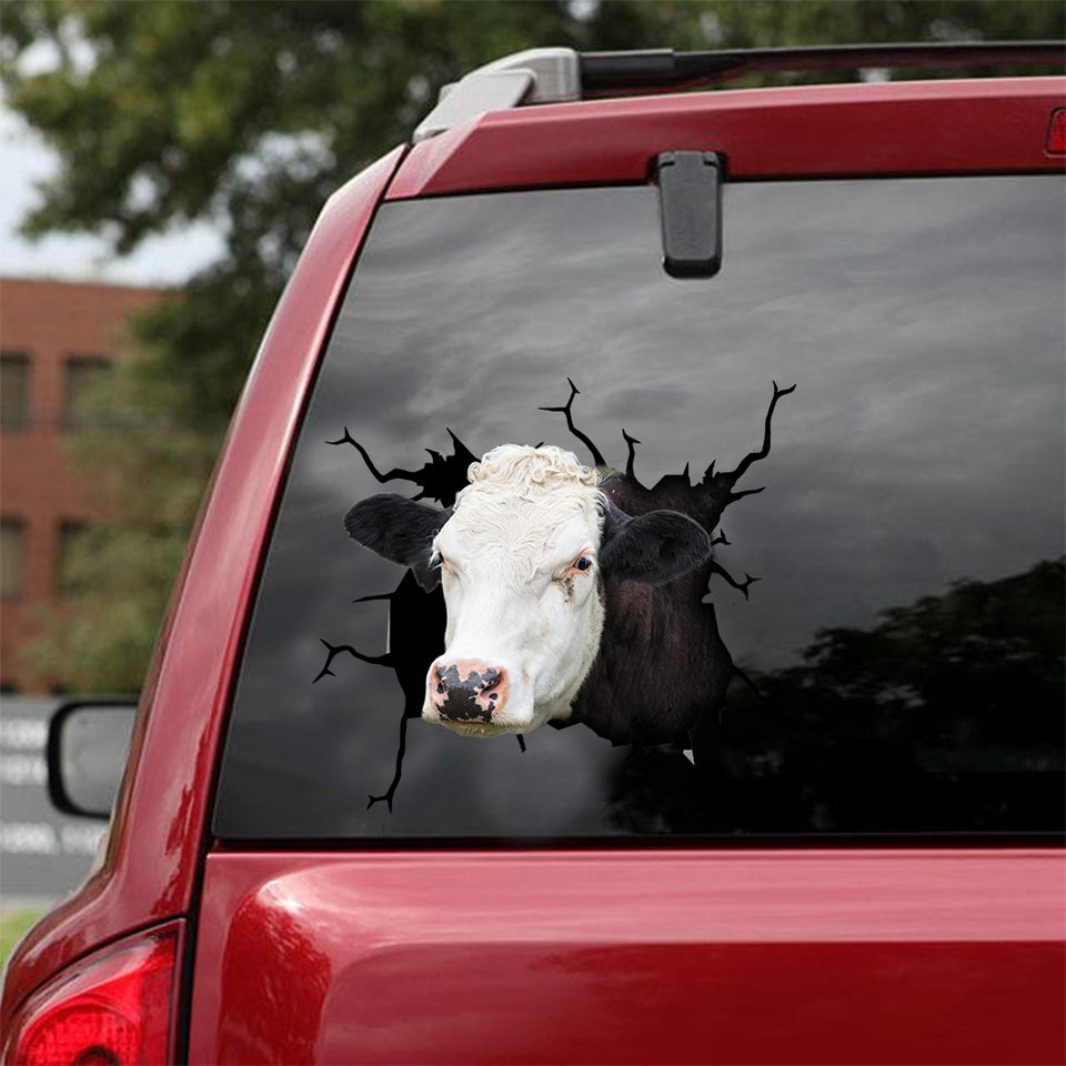 Hereford Cattle Crack Decal Sticker Car Funny Wall Decor Car Window Decals Best Gifts For 2 Year Olds - Cattle / Farm die-cut waterproof vinyl sticker decal